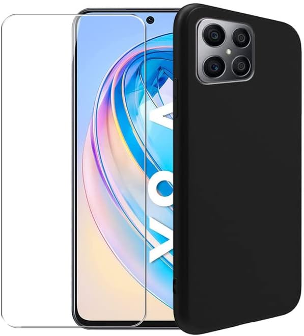 Funda para Honor X8A + protector de pantalla de vidrio templado - Silicona transparente suave flexible parachoques a prueba de golpes TPU cubierta