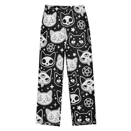 Boys' Pants Magical Witchcraft Cats Black Long Bottoms Jogger Pants Elastic Waist Trousers with Pockets S-XL