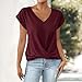 Womens Summer T Shirts Cap Sleeve V Neck Tops Dressy Casual Cute Loose Fit Basic Tees Fashion Outfits Elegant Blouses Wine Red