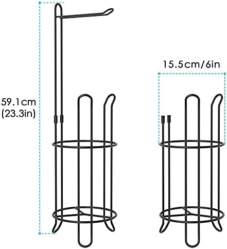 Topsky Toilet Paper Holder, Free Standing Toilet Tissue Paper Roll Storage Holder for Bathroom Storage (Black)