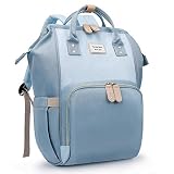 Baby Wickelrucksack Wickeltasche Rucksack mit wasserdicht Wickelunterlage macaron Große Kapazität für Unterwegs (Hellblau)