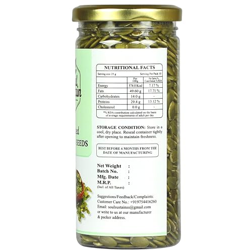 Image of Roasted Pumpkin Seeds (200 GM) - Plant Protein & Fiber Rich Snack, Heart & Bone Support, Healthy Fats, Magnesium & Antioxidants, Salad & Smoothie Toppers, Baking & On-the-Go Nutritious Seeds