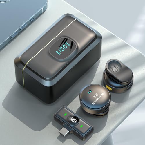 Image of Type-C Port Version 2-in-1 Wireless Magnetic Button Collar Microphone Noise Cancelling Lapel Mic Plug and Play 164ft Range for YouTube Vlog Video Recording