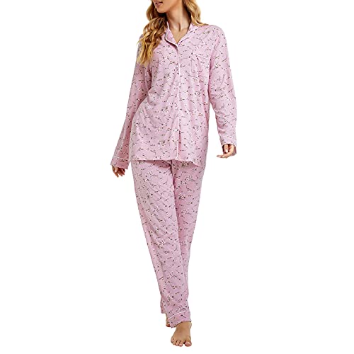 Image of Tugege Pajamas Set Long Sleeve Sleepwear Womens Button Down Nightwear Pj Sets