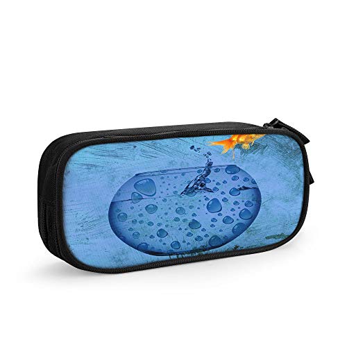 Swono Goldfish Pencil Case,Funny Goldfish Jumping Out of The Fish Tank Pencil Bag for Middle High School College Student Office Stationery Storage Organizer