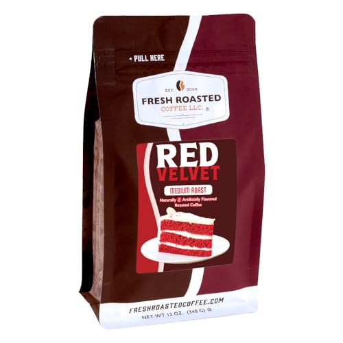 Image of Fresh Roasted Coffee, Red Velvet Flavored Whole Bean Coffee, Medium Roast, Kosher, 12 oz