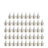 48PCS Steel Needle Spikes 6.4mm Running Shoe Spikes for Track and Field Cross Country Spike Replacements Silver and Gold Shoe Spike Inserts（Sharp Silver）