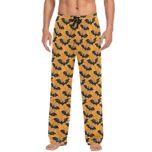 Mens Pajama Pants Halloween Spider Web Cobweb Bat Soft Lounge Sleep Pj Bottoms with Drawstring Pockets2