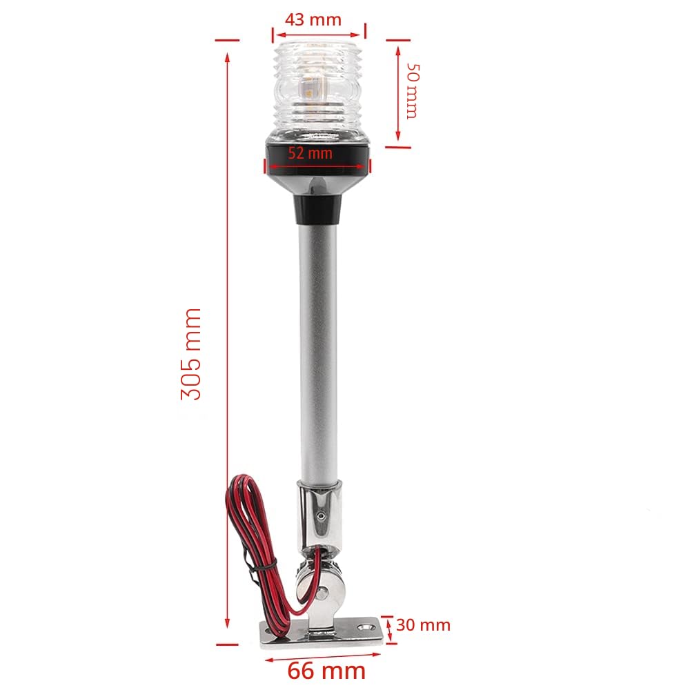 KAOLALI LED Navigationsleuchte für Boot Yacht 360 Grad verstellbar Reines Weiß 12V ~ 24V