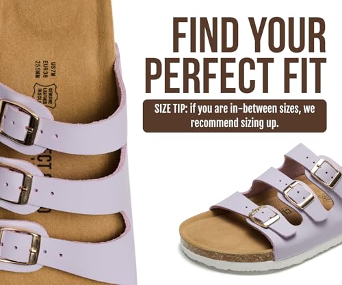 Image of Project Cloud 100% Genuine Leather Summer Sandals for Women 2026 - Memory Foam & Cork Footbed Beach Vacation Essentials Womens Sandals Comfortable Lightweight Slides for Women Footwear (Capri)
