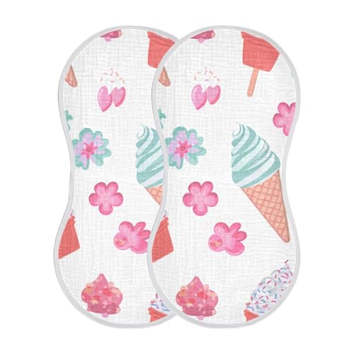 xigua Ice Cream Cones Baby Burp Cloths for Newborn Boys and Girls 4 Pack, Soft & Absorbent Cotton Baby Burp Cloth, Baby Washcloths, Newborn Towel, Burp Rags2