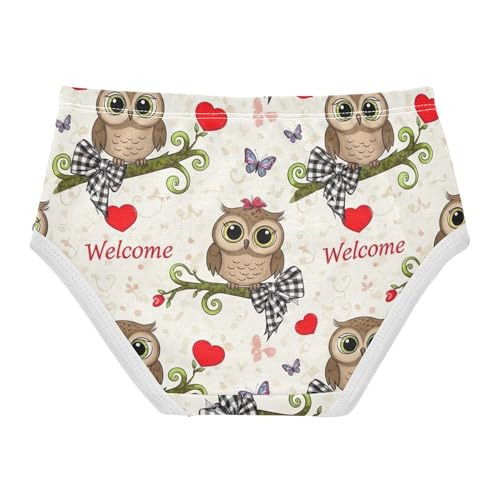 Cute Cartoon Owls Butterflies Beige Toddlers Underwear Floral 2t Cotton Cute Panties Girl Print Briefs Underpants2