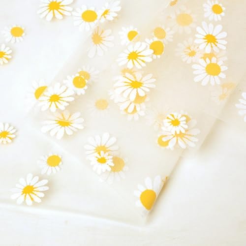 Tela de malla de encaje floral bordada con patrón de margaritas para vestidos de novia, vestidos y proyectos de tela decorativa de bricolaje