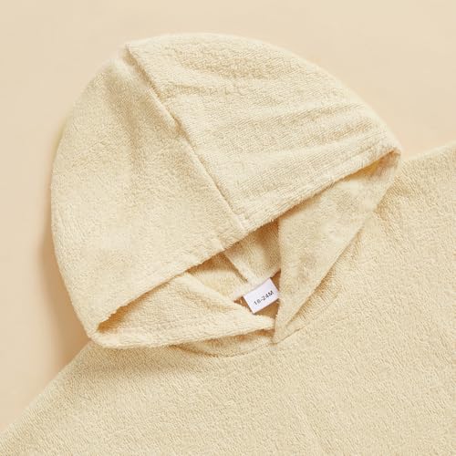 Image of woshilaocai Toddler Swim Coverup Boy Girl Terry Cloth Hooded Poncho | Baby Swimsuit Cover Up for Pool, Surf, Solid Color, Swimming Cover-ups for 1-8 Years Old Little Kids, Summer Beach Towel