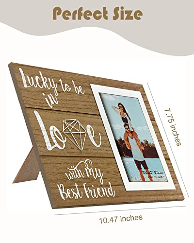 Ylu Yni Gifts For Him/Her, Wooden Picture Frame 4X6 Inch Photo, Anniversary Wedding Photo Frame, Romantic Unique Engagement Gift For Newly Engaged Couples, Gifts For Women, Valentines Day Decor #TOP1