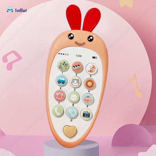 Image of FunBlast Cartoon Musical Mobile Phone for Kids, Mobile with Light & Sound Toys for Babies | Educational Toys for Kids 3+ Years /Boys /Girls-1 Unit (Peach)