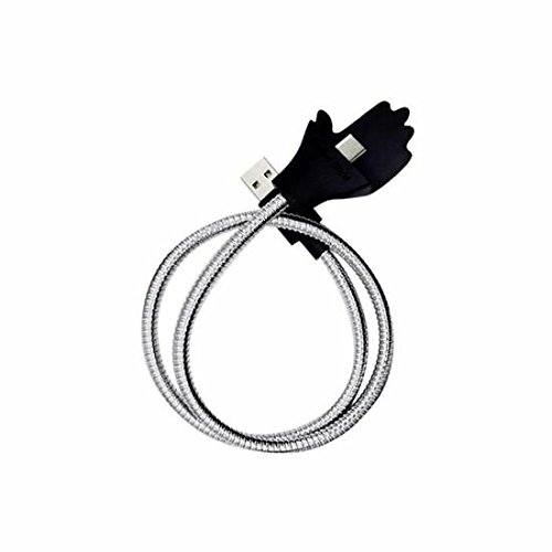 Finlon Nouveau Flexible Micro USB Chargeur Cable Holder Dock Stand pour Samsung Xiaomi Huawei Android - Argent