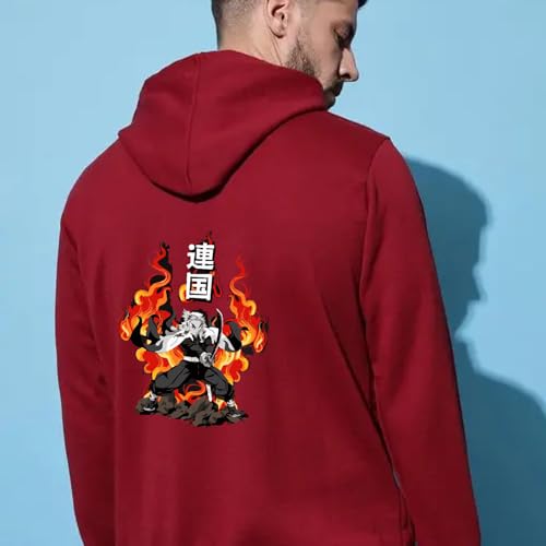 Image of Anime Zipper Hoodie for Men Stylish | Regular Fit Demon - Slayer Printed Hoodie | Cotton Fleece Long Sleeve Zip Up Hoodie Sweatshirts