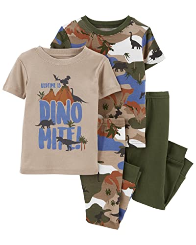 Carter's Toddler Boy's 4-Piece Cotton Pajama Set (Dino Mite, 5T)