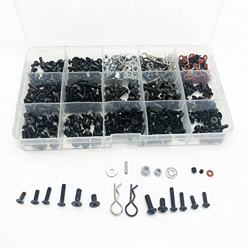 600Pcs Universal Rc Screw Kit Screws Assortment Set, Hardware Fasteners For Traxxas Axial Redcat Hpi Arrma Scx10 Losi 1/8 1/10 1/12 1/16 Scale Rc Cars Trucks Crawler, Rc Screw Kit, Car Body Clips Pins #TOP2
