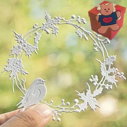 Bird Holly Wreath Dies for Card Making，Card Making Cut Stencils for DIY Scrapbooking Photo Album Decorative Embossing Paper Dies for Card Making Templated+Cute Brooch Pin…