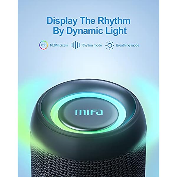 MIFA A90 Casse Portatili Bluetooth Impermeabile Luce LED RGB True Wireless Stereo 30 Ore di Riproduzione, micro-SD, Chiavetta USB, Jack da 3,5 mm, Ricarica di Type C, Nero