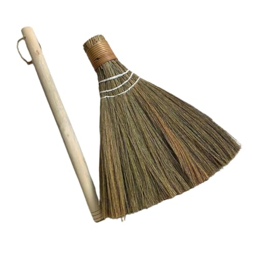 WHAMVOX Scopino Dettagliato Artigianale con Manico Rimovibile Spazzola per Pulizia Interna Ed Esterna Stile Rustico per Casa e Giardino