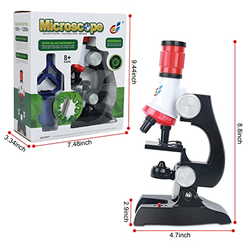 Mmusc Microscope For Kids, Microscope Kit For Kids 8-12, Kids Microscope Science Kit For Student Beginners Educational Stem Toys With Led 100X-1200X Magnification, Blank Slides For Boys Girls Age 4+ #TOP6