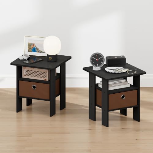 Furinno TIDUR 3-Tier Night Stand, Nightstand with Storage Bin, Americano - image 4