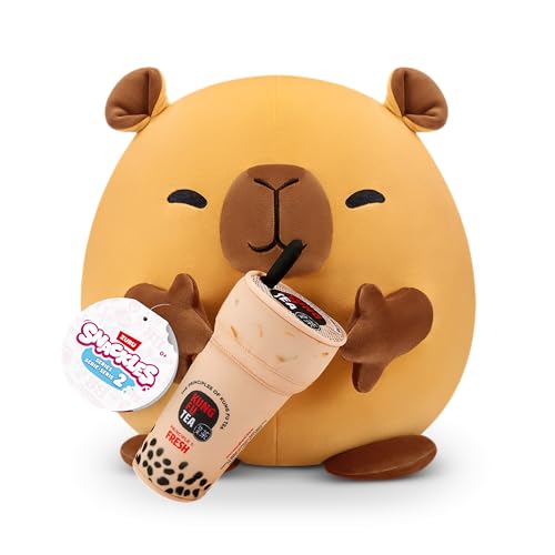 Snackles, Series 2, Capybara (Kung Fu Tea, Bubble Tea), Kuschelig-weiches, beruhigendes, 35 cm großes Plüschspielzeug mit lizenziertem Snacks (Capybara)