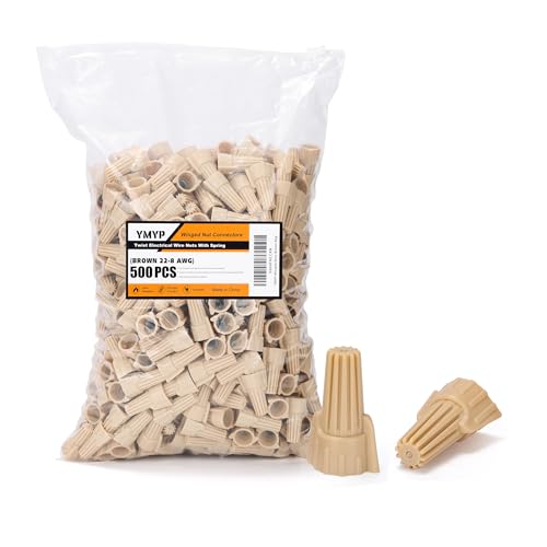 500PCS Winged Wire Nut Connector - AWG 22-8 Brown(Tan) - Insulated Insert Twist Electrical Wire Terminal with Spring, Portable Wire Caps for Quick Connection