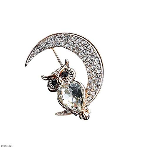 Broche en forme de hibou en diamant et strass cristal pour robe et écharpe