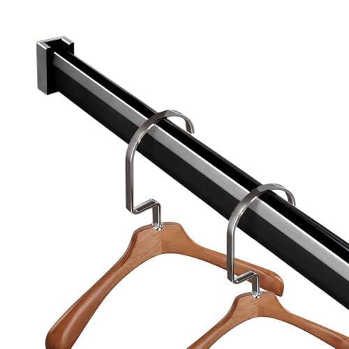 AGFKXO Closet Rods - Cuttable Rod for Closet to Hang Clothes - Closet Poles with Anti-Slip Silence Strip - Thickened 3mm Aluminum Alloy Clothes Hanging Bar,Black,81~90CM