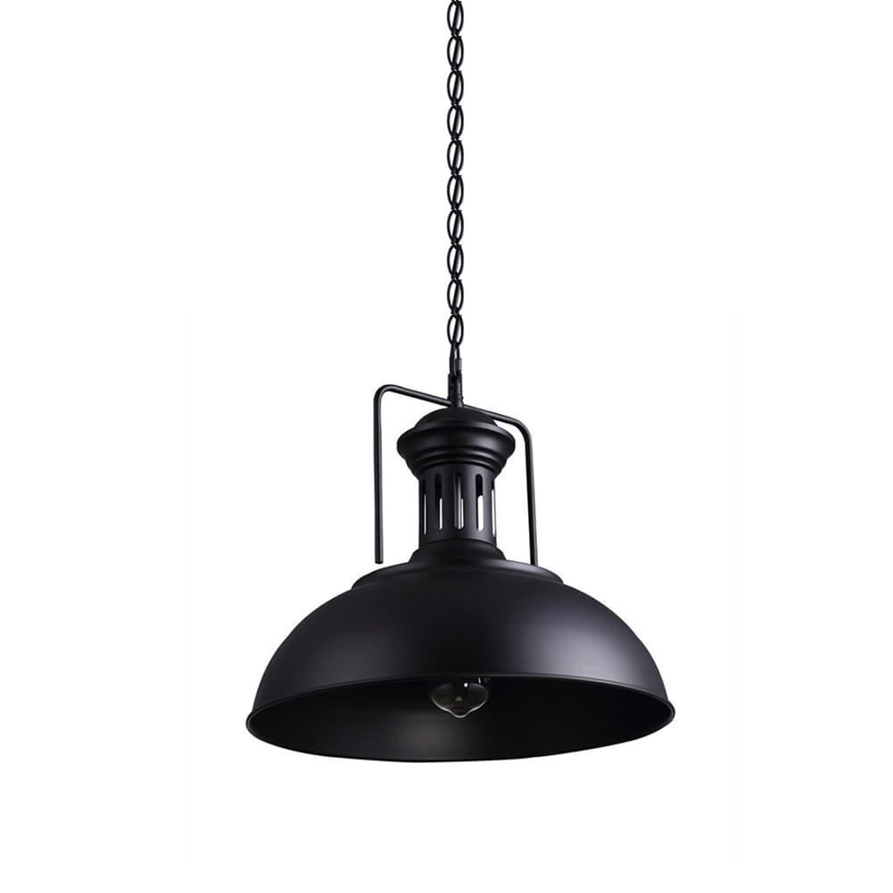 Metal Iron Industrial Pendant Light Fixture, Vintage Farmhouse Lighting, Retro Rustic Hanging Lamp, Single Chandelier for Kitchen Island Dining Room Table Bar Counter Entrance (Rust)(All Black)