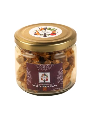 Image of Mom's DryDeli OG Fal Candy Pineapple 140g | Premium Dried Pineapple Candy | Sweet & Tangy Fruit Snack | Ready to Eat Tropical Fruit Candy | Healthy Snack | Glass Jar Pack, Pack of 2