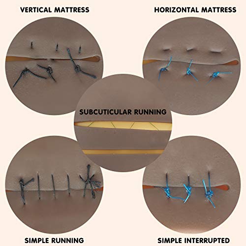 Upgraded 3-Layer Suture Pad with Wounds for Practicing Suturing - Not Easily Separate, Tear or Rip Without Anti-Slip Based (Black Skin)