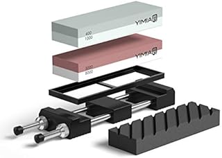 Abziehstein Schleifstein Set, YIMIAY 2-in-1 400/1000 3000/8000 Körnung, Abziehstein für Messer inkl. Gummi-Steinhalter sowie Schleifstein-Halterung Edelstahl und Läppstein