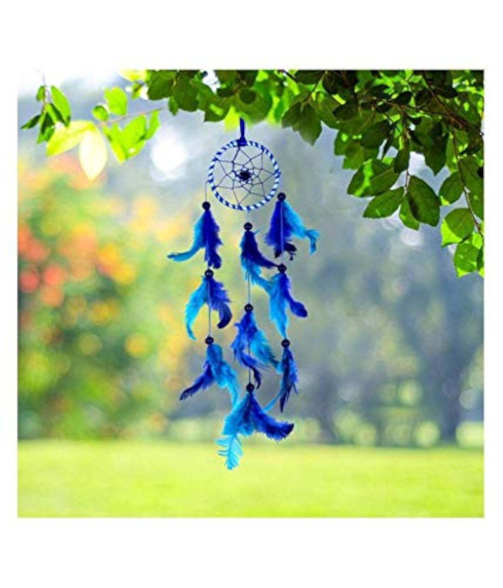 Cherish Articles Feather Dream Catcher (Blue, Small)