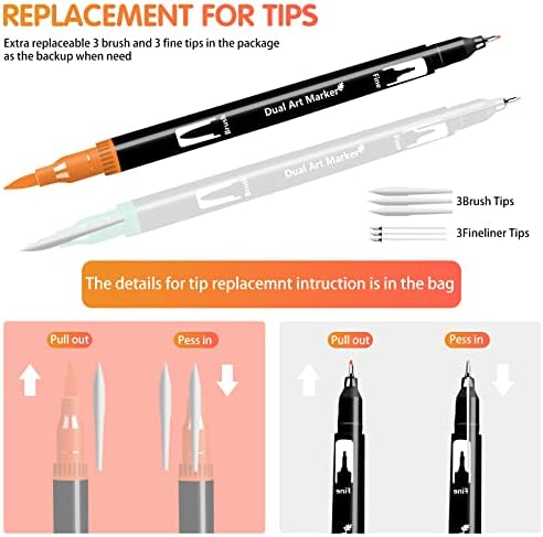 Efimeso 110 Colouring Pens Felt Tip Pens for Adults Colouring,Dual Tip Brush Markers Pens Fine Tip Pens for Artists Drawing Sketching Calligraphy