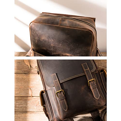 Travel Bags for Men, Mens Genuine Leather Laptop Backpacks Casual Daypack Briefcases, 13.4×3.9×17.3 Inch (Color : Brown)4