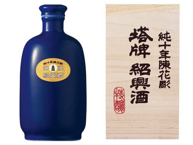 Amazon.co.jp: 紹興酒 塔牌 純十年 陳花彫瑠璃彩磁 壷 500ml 3本 宝