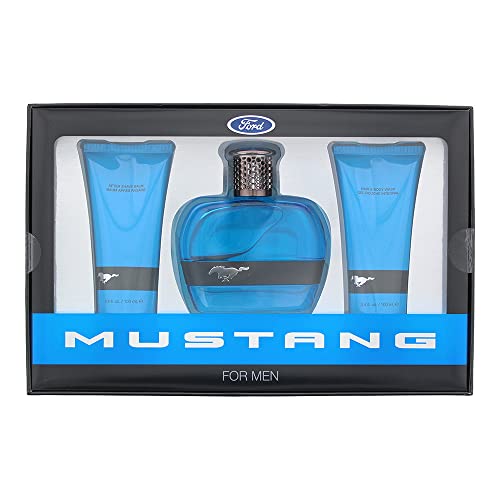 Mustang Blue 3 Piece Gift Set: Eau De Toilette, Aftershave Balm, Hair & Body Wash - 100ml Each