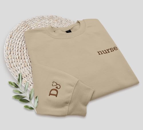 NACRE APPAREL Custom Embroidered Nurse Sweatshirt Hoodie Add Your Name Text Embroidered Nursing Life RN LPN Registered Gift4