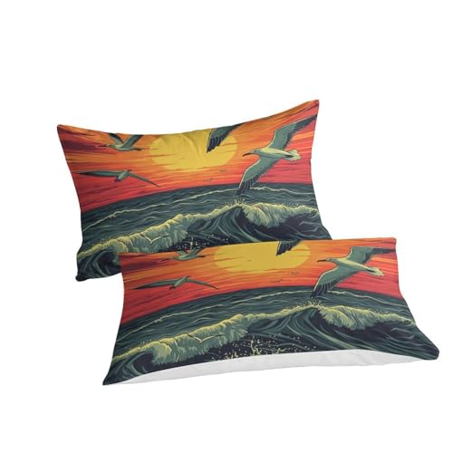 Housse de couette mouette 3D lit simple microfibre douce sans repassage