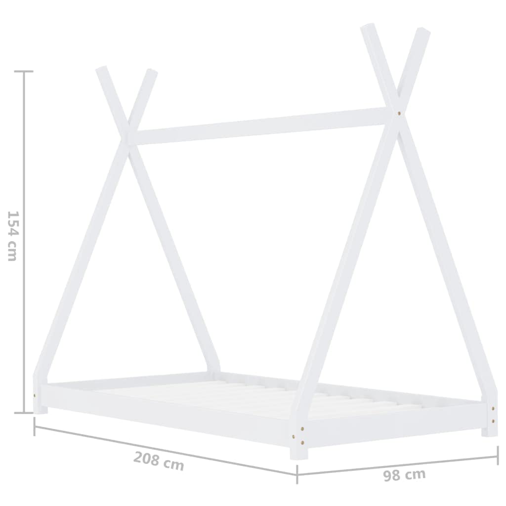 Kinder-Bettgestell Weiß Massivholz Kiefer 90 x 200 cm Holz Krippe Kinder Bett Vorhang Hausbett Hausbett Kinder Kinderbett Mädchen Jungen Kinderbett Baumhaus-Stil Elegant Gestaltet