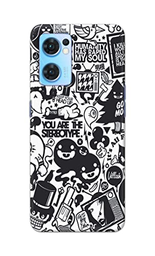 Image of Printed Hard Back Cover Case for Oppo Reno7 5G | Oppo Reno 7 5G Back Cover (Mixed Cartoon) -702