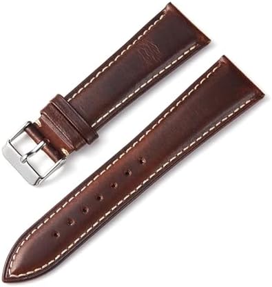 QL Supply Co Vintage Oil Wax Leather Watch Strap 18mm 19mm 20mm 21mm 22mm Universal Head Layer Cowhide Watchband Accessories Pin Buckle(Dark Red,18mm) - 2