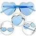 Xgood 7 Pieces Heart Shaped Love Sunglasses Rimless Sunglasses Transparent Candy Color Goggles 7 Colors Frameless Eyewear for Women Girls