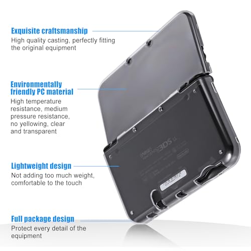 Image of VSEER New 3DS XL Case - Ultra Clear Crystal Transparent Hard Shell Protective Case Cover Skin Hinge-Less Design for New 2015 Nintendo 3DS XL LL - Clear