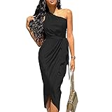 Caratteristica: tinta unita, monospalla, slim fit, senza maniche, vita alta, a pieghe, si abbina perfettamente a sandali, tacchi a spillo e altre scarpe eleganti per farti sembrare più attraente.